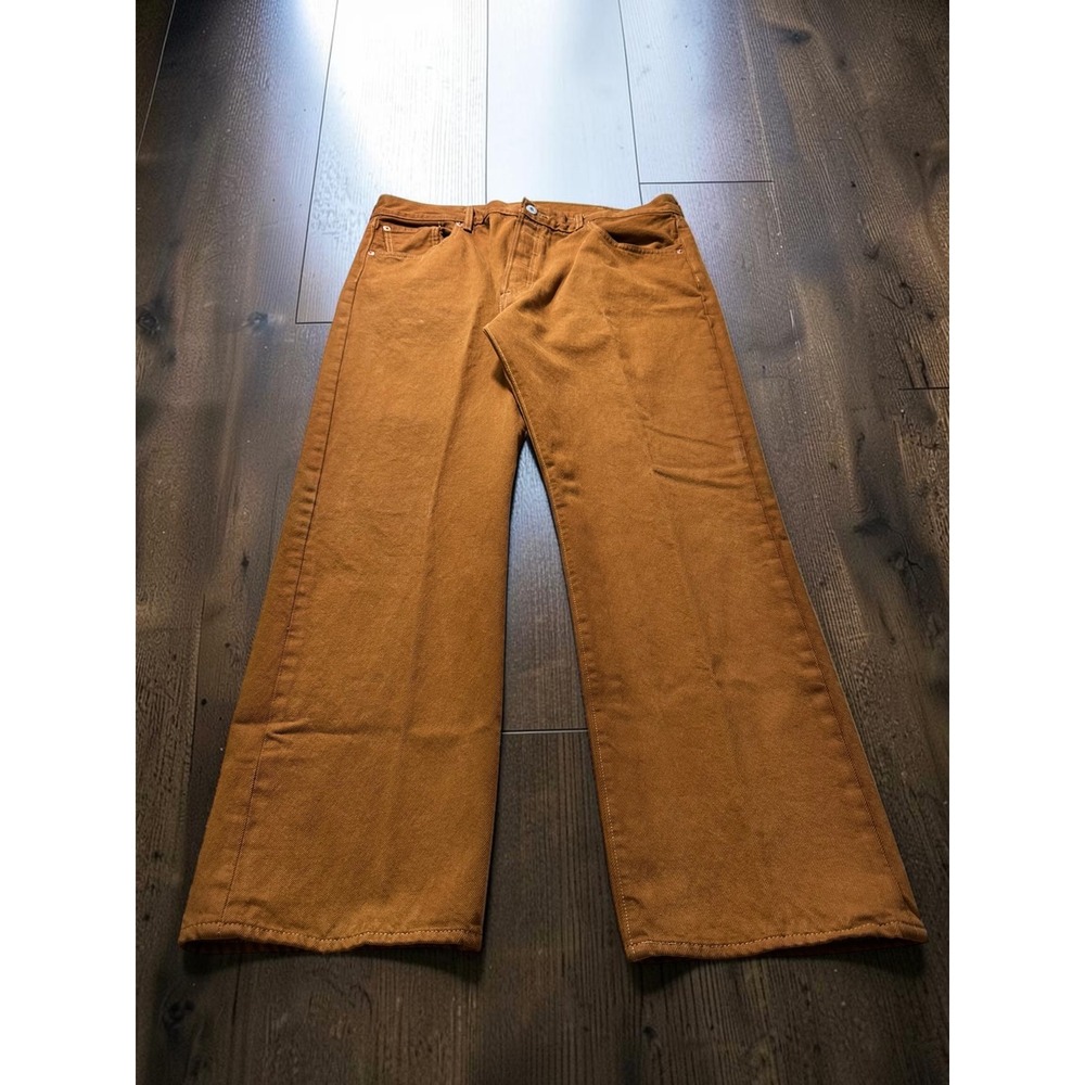 Levis 501 Original Fit Jeans Mens 38x30 Tobacco Brown Button Fly Straight Leg